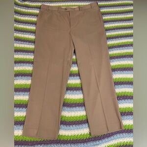 Savane Mens Cotton Pants Beige Chinos 42x34 Khaki Flat Front Comfort Waist GUC